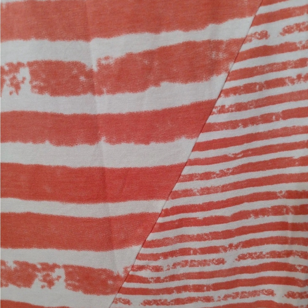 Peck & Peck Coral & White Striped Tee Shirt Top Women’s Size Large L - Picture 2 of 3
